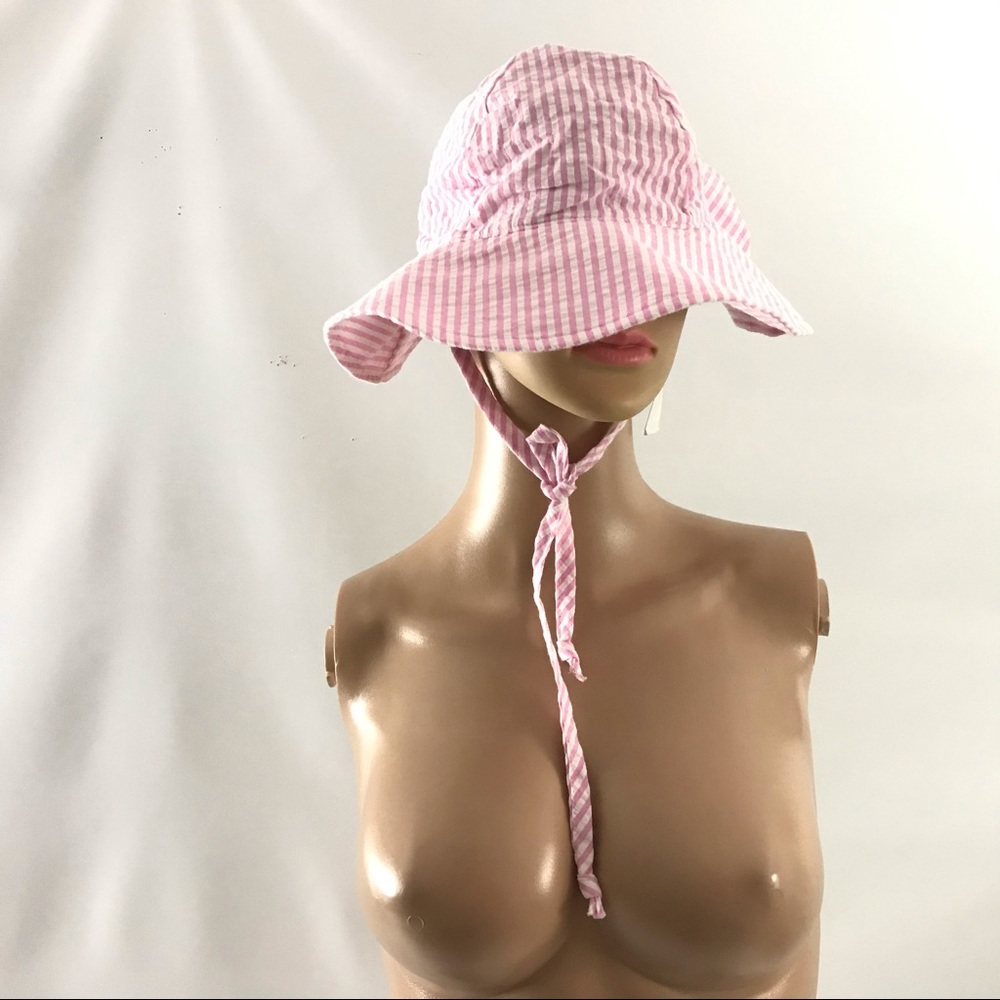 Flap Happy Pink Gingham Baby Sun Hat with Tie